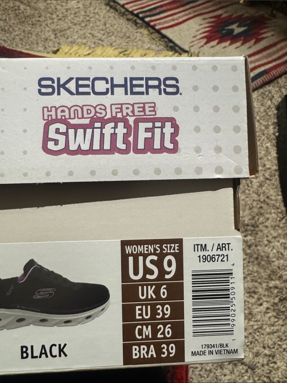Skechers Women's Black Knit Athletic Sneakers with Light Pink Trim - Picture 8 of 8